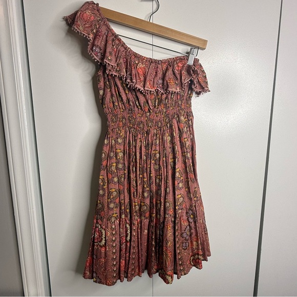 Gipsy Queen - Free People - Paisley One Shoulder Mini Dress Small/med NWT - Picture 11 of 14